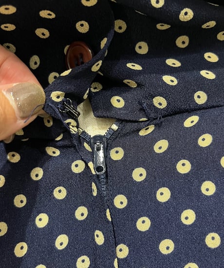 Dot Pattern Collarless Dress NV