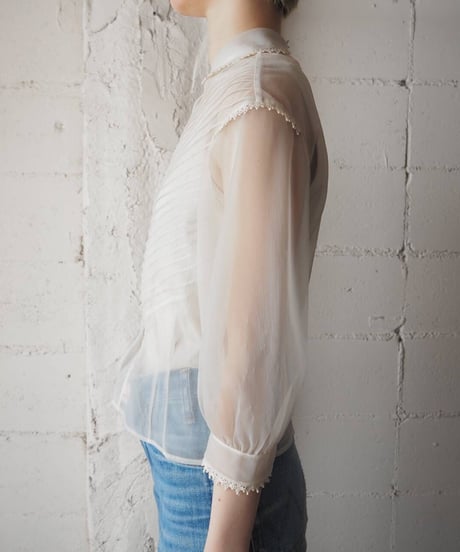 Round Collar Sheer Lace Blouse IV
