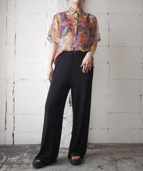 Drawing Pattern S/S Sheer Shirt  OR YE