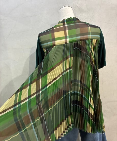 sacai Back Sheer Pleats S/S Knit GN