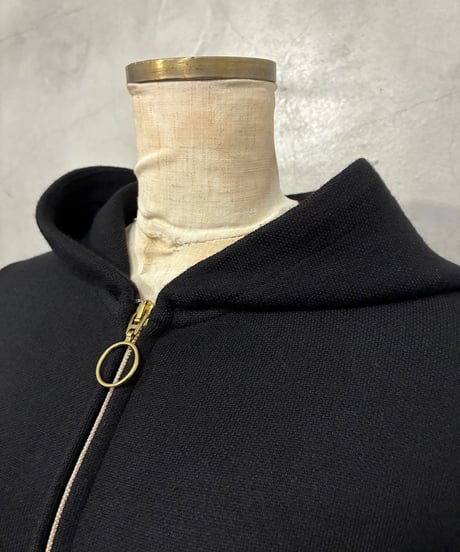 agnes b. PRESTIGE Zipup Wool Hoodie Dress BK