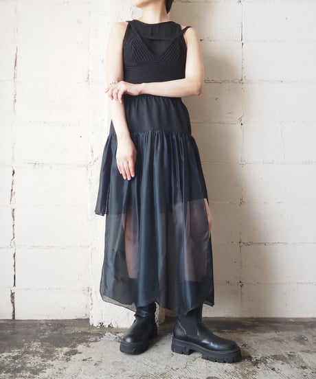 Sheer × Short Tight Layered Skirt BK