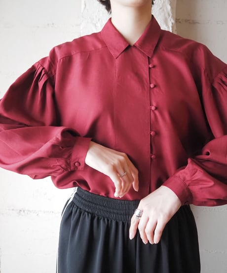 Asymmetric Loop Button Blouse BUR
