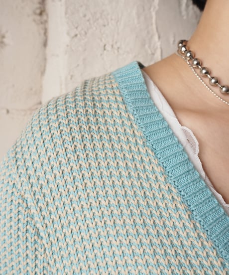CARVEN Bicolor Vneck Cardigan LBLLBE