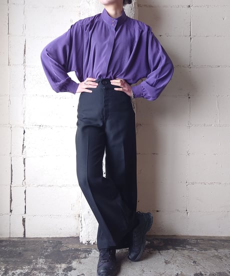 Stand Collar Tuck Blouse PUR