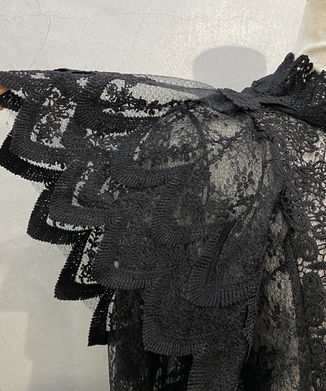 L/S Lace Layered Design Blouse BK