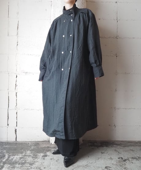 Nylon Double Breasted Belted Coat BK