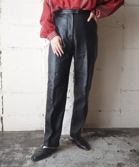 Leather Tuck Pants BK