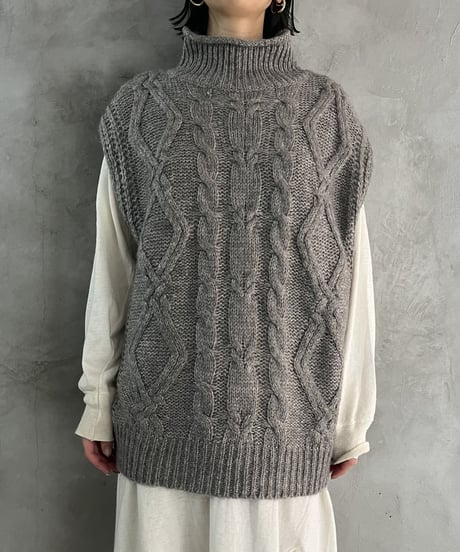 Turtle Neck Fisherman Knit Vest GR
