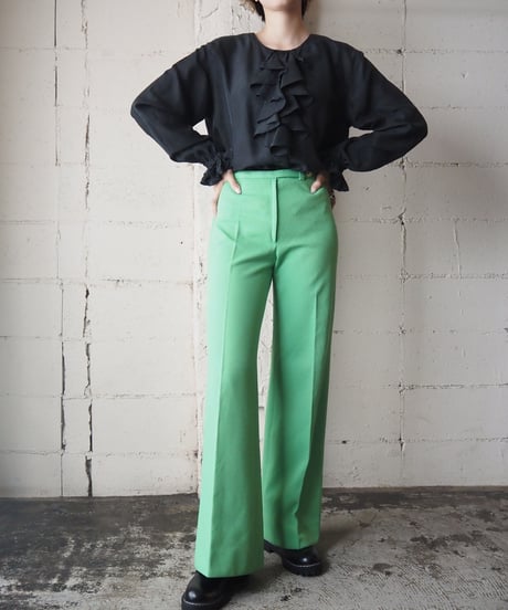 Raffle Front Silk Blouse BK