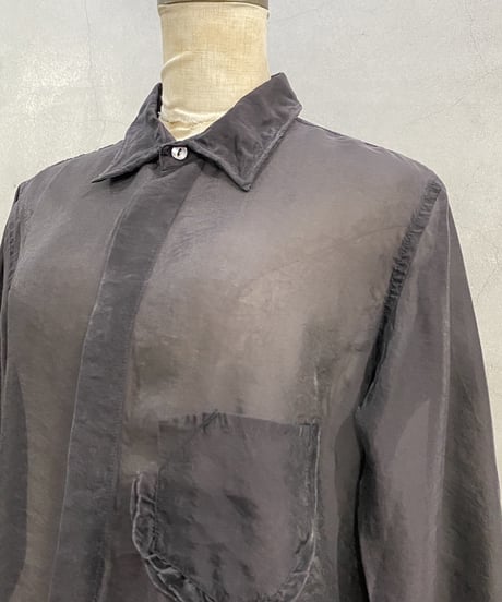 LE JEAN DE MARITHE + FRANCOIS GIRBAUD Frill Pocket Fly Front Sheer Shirt BK