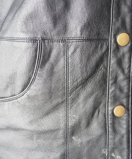Stand Collar Leather Vest BK