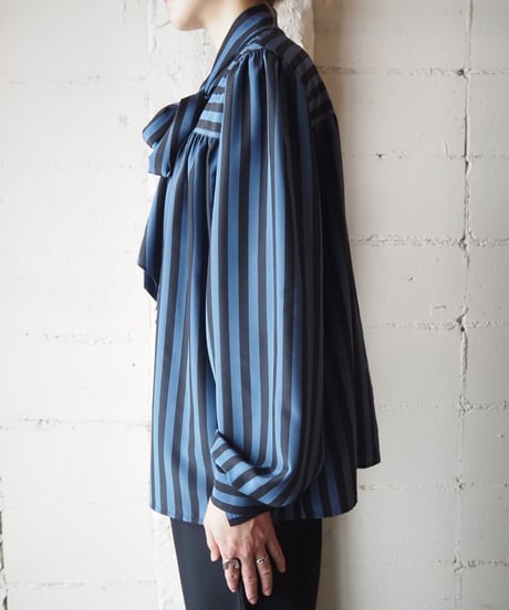 Stripe Boe Tie Blouse  BLBK