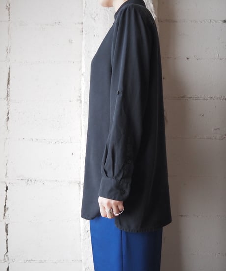 LAUREN RALPH LAUREN Fly Front Silk Shirt BK