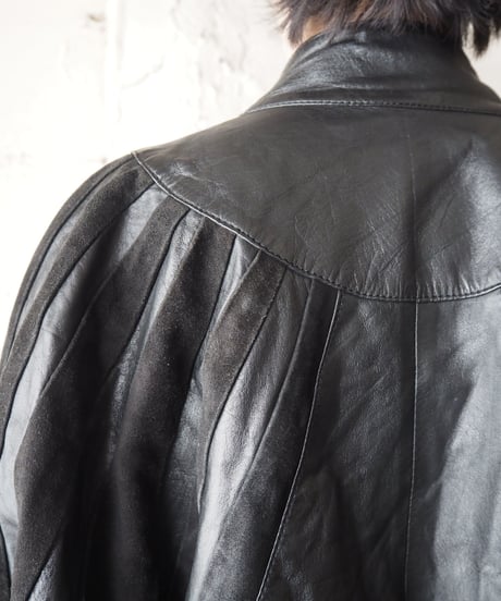 Shoulder Design Dolman Leater Jacket BK
