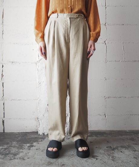 LAUREN Linen Tuck Pants BE