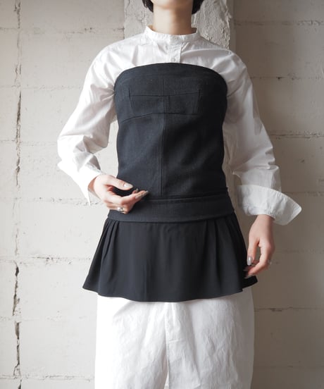 MARNI Sheer Peplum Switching Wool Bustier BK