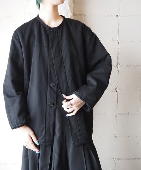 Euro Collarless Quilted Jacket BK