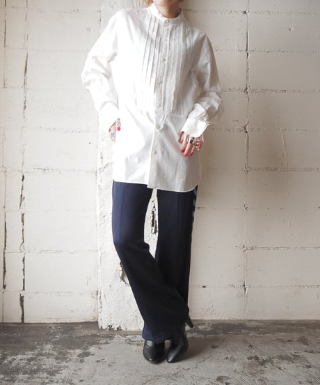 Ralph Lauren Pleated Bosom Band Collar Shirt WH
