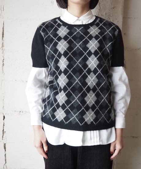 LAUREN Check S/S Knit BKGR