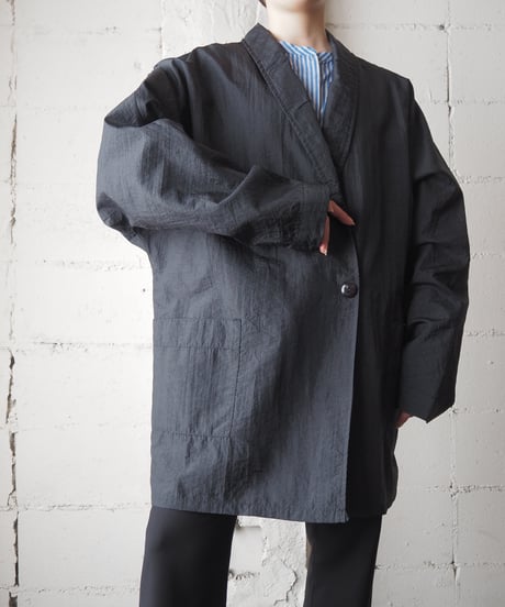 Shawl Collar Nylon Jacket BK