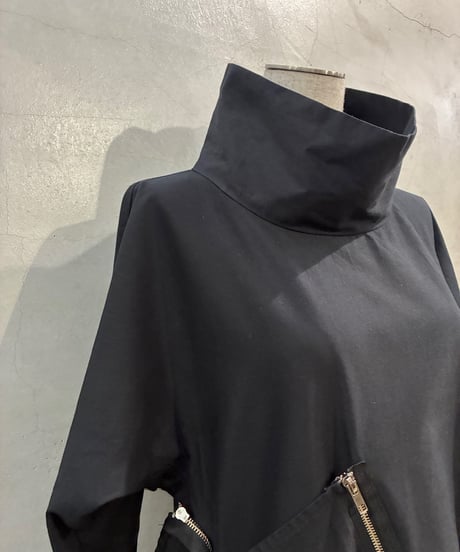 Zip Design High Neck Dress BK