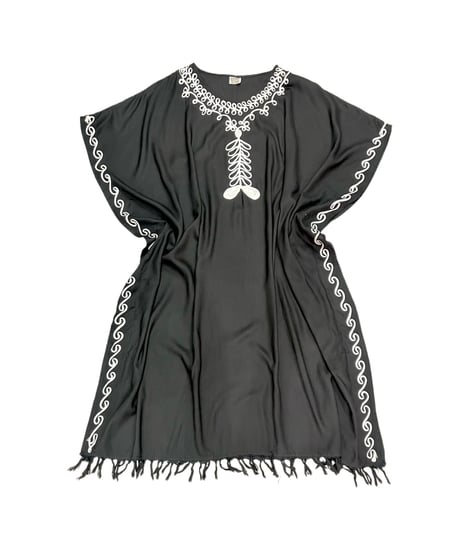 Embroidery Fringe Kaftan Dress BKWH
