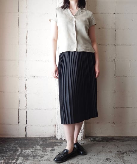 agnès b. Linen Open Collar Short Sleeve Shirt KA