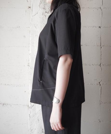 Stitch Design Zipup Shirt BK