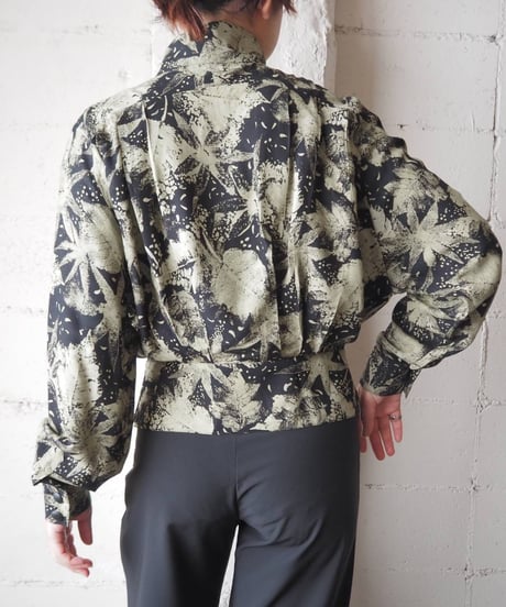 Pattern Stand Collar Shirt LGNBK