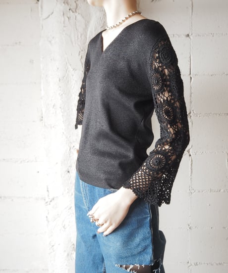 Crochet Sleeve Lame Knit BKSL