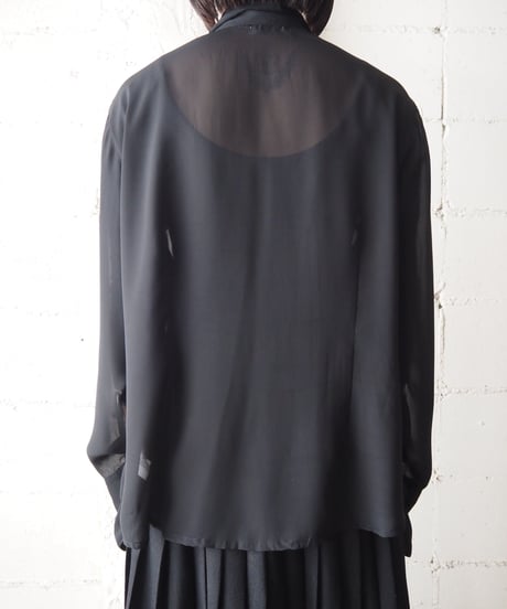 Ruffle Design Seethough Blouse BKRE