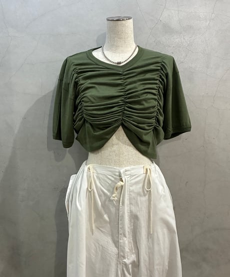 REMAKE Dead Stock Italy Military Tee Shirring Short Top KA