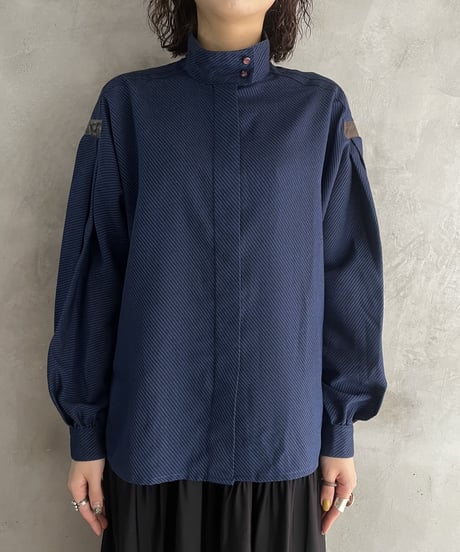 Stand Color Stripe Shirt NV