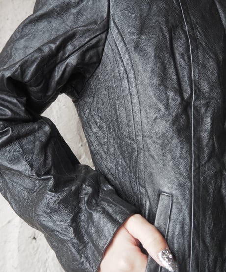 Leather Single Riders Jacket BK