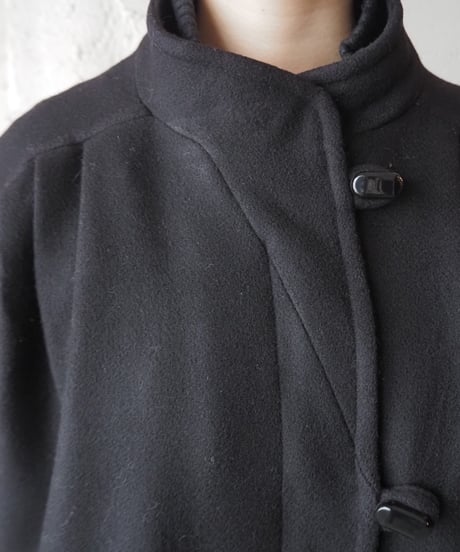 Standcollar Dolman Sleeve Wool Coat BK