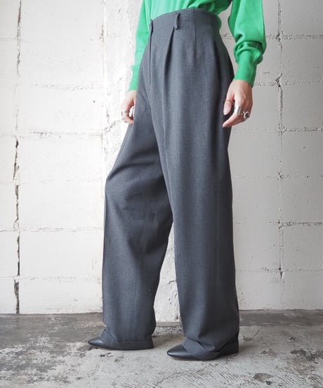Wool Tuck Wide Pants GR