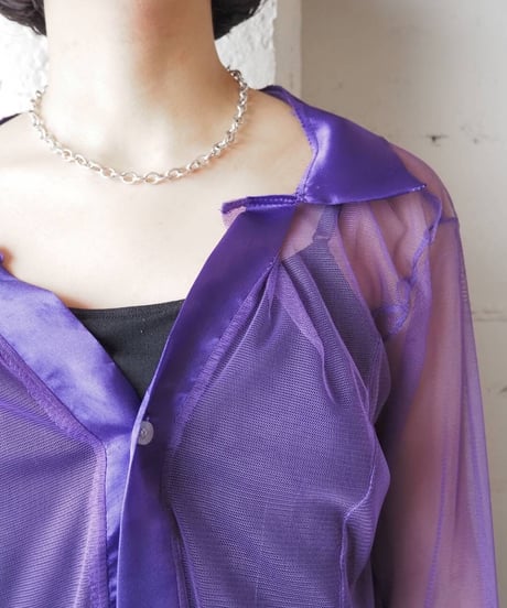 Satin × Sheer L/S Shirt PUR