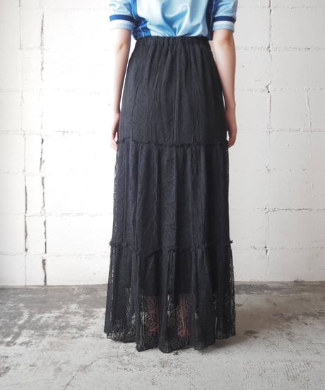 Lace Tiered Easy Skirt BK