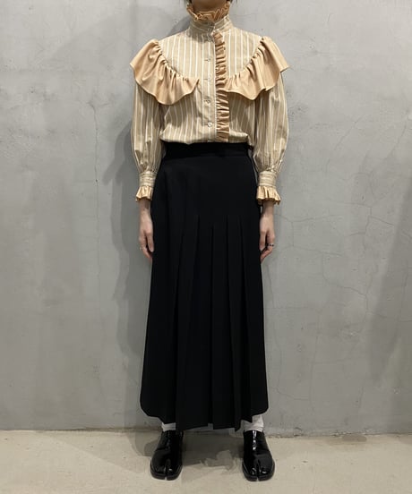 Front Pleated Tight Skirt BK