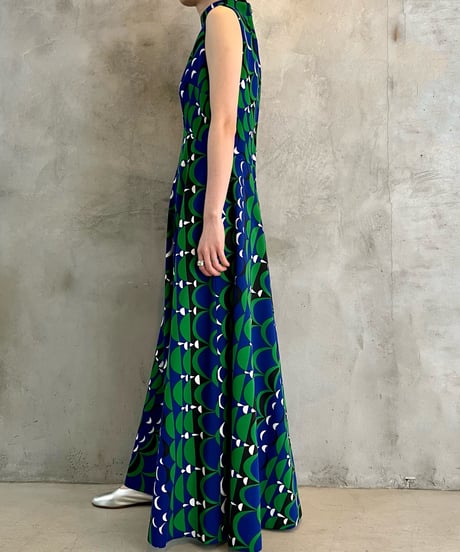 Psychedelic Pattern No Sleeve Dress BLGN