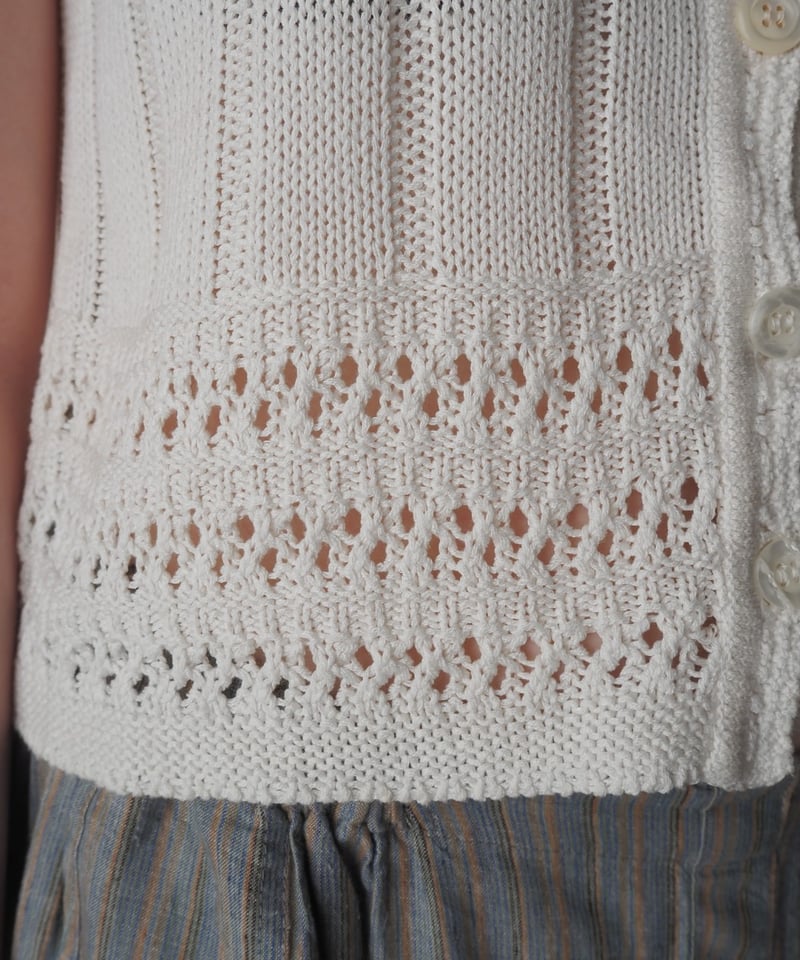 1970-80's Crochet Knit Cardigan WH | Orfeo 1970-80's Crochet Knit Cardigan WH | Orfeo