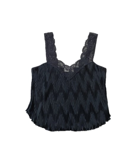 VICTORIA'S SECRET Lace × Zigzag Pleats N/S Tops BK