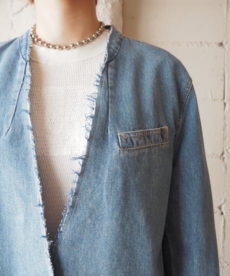 Remake Collarless Denim Jacket LBL