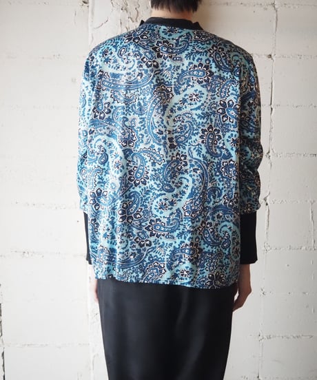 Long Rib Paisley Pattern Blouse BLBK