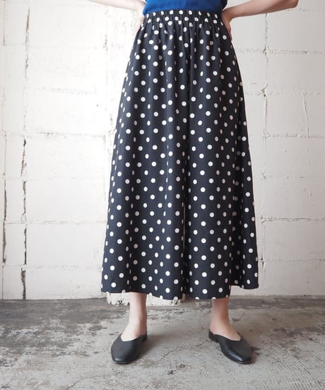 Dot Pattern Wide Easy Pants BK WH