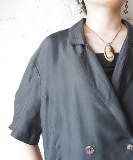 Double Breasted Short Sleeve Shirt Jacket BK