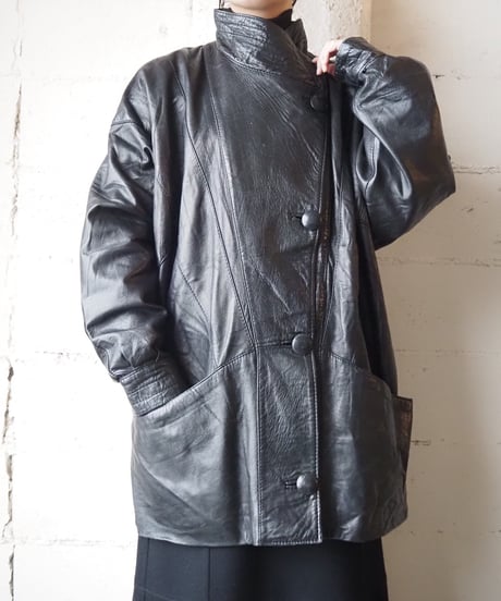 Design Collar Leather Jacket BK