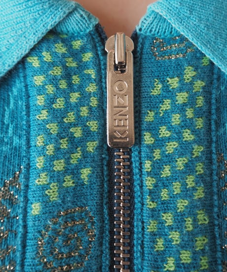 KENZO Pattern Zipup Rib Knit BLLGN
