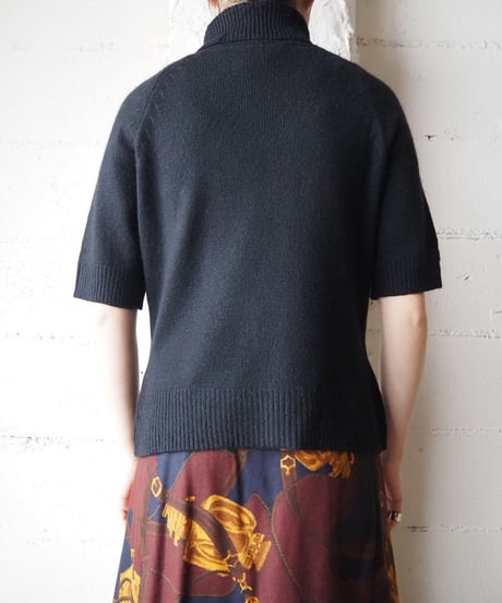 Cashmere & Silk S/S Turtle Neck Knit BK